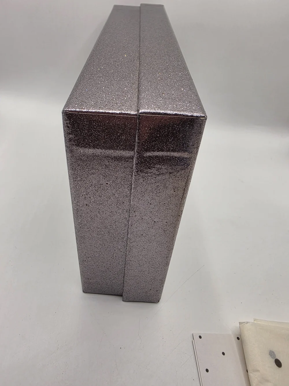 Kate Spade New York Metallic Glitter Gunmetal Gray Storage Box Tissue Paper Card